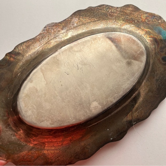 Vintage Silver-Plated Oval Serving Dish | Ornate Edge | Collectible Decor - Picture 8 of 8